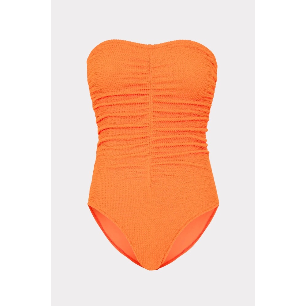 MILLY Cabana Textured Ruched One Piece Orange NWT Size Large